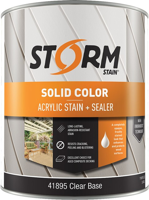 Storm 41895-4 Qt Solid Color Acrylic Stain  Sealer Clear Base 100 VOC