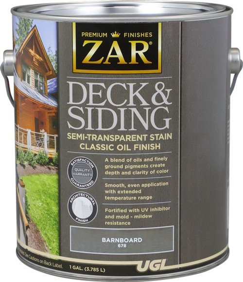 ZAR 67813 1gal Barnboard Deck and Siding Semi-Transparent Stain Classic Oil Finish