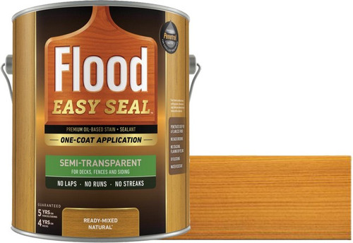 Flood FLDES112 1gal Natural Cedar Easy Seal Semi-Transparent Alkyd Oil-Based Stain