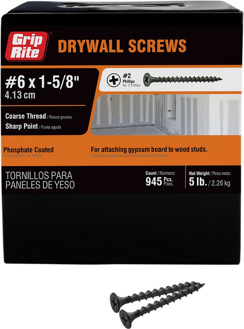 PrimeSource 158CDWS5 5lb 1-5/8" Coarse Drywall Screw PrimeSource 158CDWS5 5lb 1-5/8" Coarse Drywall Screw