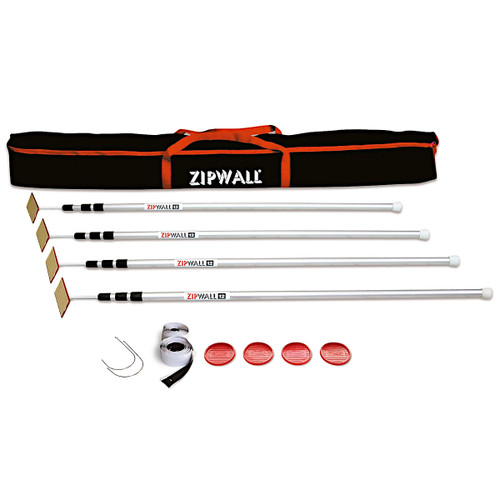 ZipWall SLP4 Pack Contains 4 - 12Ft Poles 1 Standard AZ2 Zipper & 1 CB1 Carry Bag