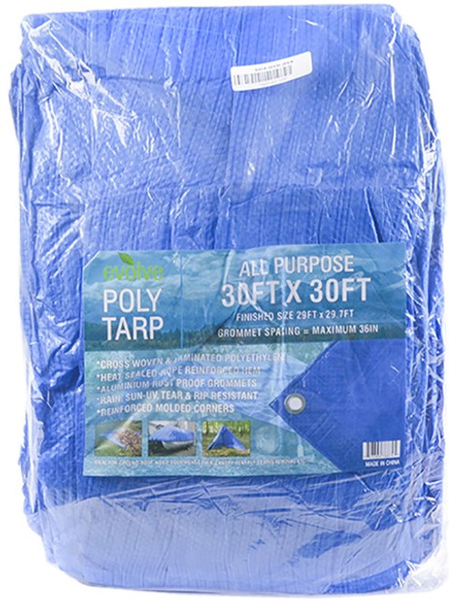 Evolve Ev-30X30 30' X 30' 3.5Mil All Purpose Blue Poly Tarp
