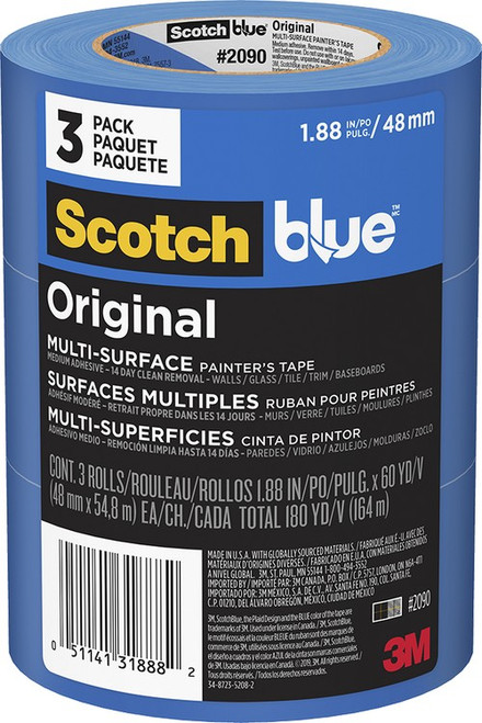 3M 2090-48EP3 1.88" x 60yd (48mm) ScotchBlue Original Painters Tape (3pk)