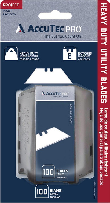 AccuTec APBL-8016 .024 HD 2-Notch Pro Utility Blade Carded w/ Dispenser (100pk)