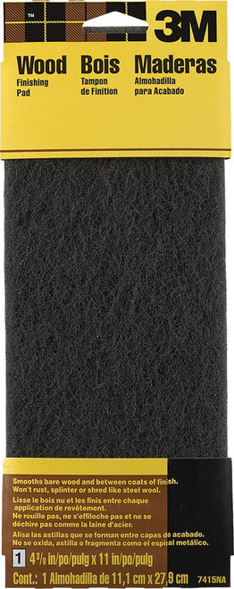 3M 7415NA 4.375" x 11" Fine Gray Hand Sanding Wood Finishing Pad