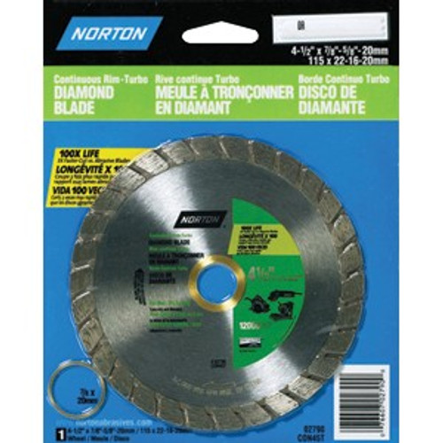 Norton 02790 4-1/2" Clipper Clasic Diamond Blade Dry Turbo Continuous Rim Wheel