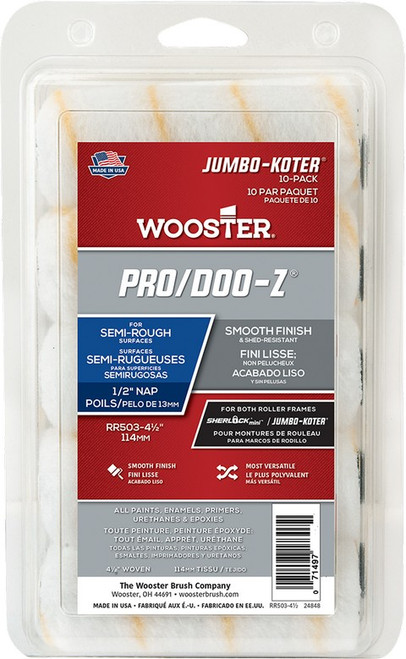 Wooster RR503 4-1/2" x 1/2" Nap Pro/Doo-Z Jumbo-Koter Mini Roller Cover (10pk)