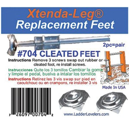 Ladder Levelers 704 Replacement Cleated Feet Only Pair For Xtenda-Leg (No Hardware)