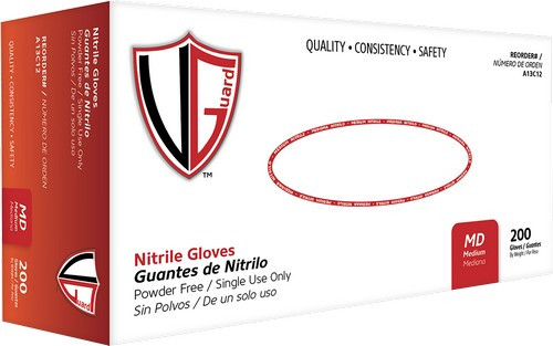 Vanguard A13C12 Blue 3mil Nitrile Powder-Free Gloves Textured Surface Medium 200Pk
