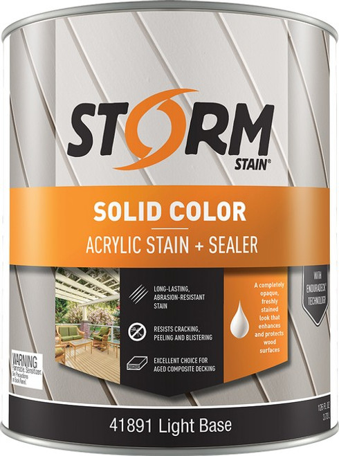Storm 41891-4 Qt Solid Color Acrylic Stain & Sealer Light Base 100 VOC