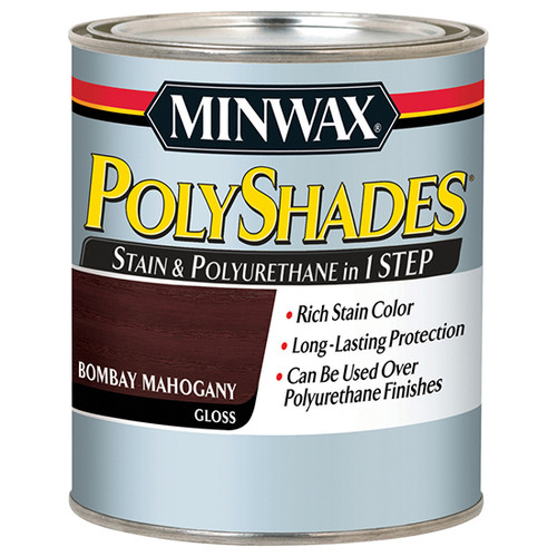 1 Qt Minwax 61480 Bombay Mahogany PolyShades Wood Stain And Polyurethane Gloss - Case of 4