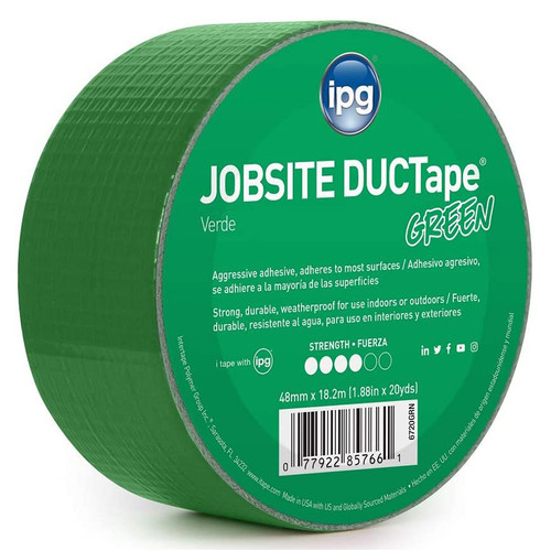 1.88" x 20 Yds Intertape 6720 Green Jobsite General Purpose Duct Tape Colored