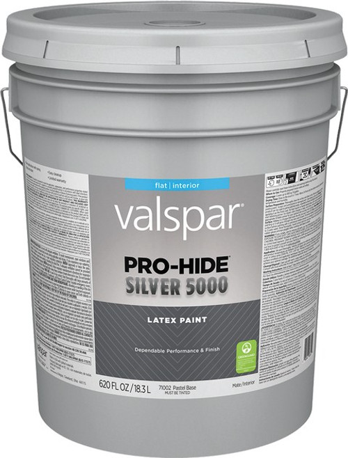Valspar 71002.008 5gal Flat Finish Pastel Base Pro-Hide Silver 5000 Interior Paint