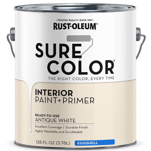 1 Gal Rust-Oleum 380221 Antique White Sure Color Interior Paint + Primer, Eggshell