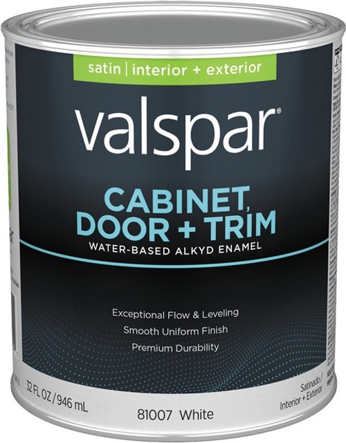 Valspar 81007.005 qt Satin Finish White Base Cabinet Door & Trim Paint