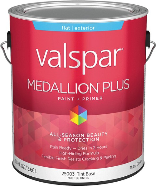 Valspar 25003.007 1gal Flat Finish Tint Base Medallion Plus Exterior Paint & Primer