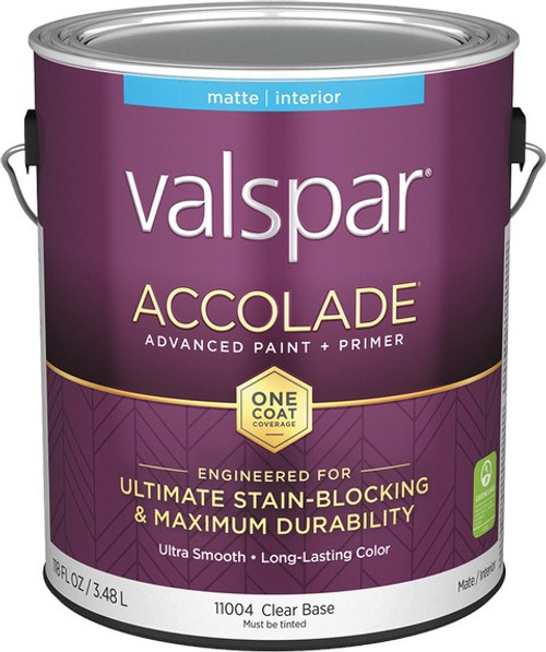 Valspar 11004.007 1gal Matte Finish Clear Base Accolade Interior Paint & Primer