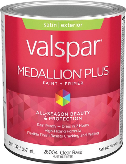 Valspar 26004.005 qt Satin Finish Clear Base Medallion Plus Exterior Paint & Primer