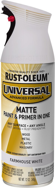 Rust-Oleum 376725 12oz Matte Farmhouse White Universal Spray Paint