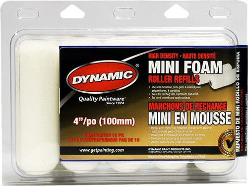 Dynamic 05314 4" (100mm) Foam Mini Roller Cover (10pk)