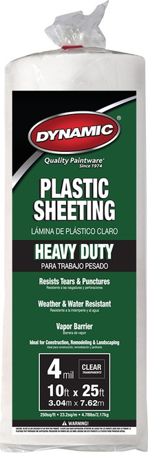 Dynamic 00094 10' x 25' 4mil Clear Plastic Sheeting