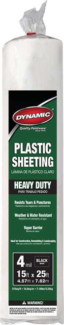 Dynamic 00098 15' x 25' 4mil Black Plastic Sheeting