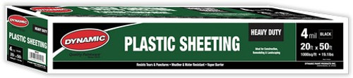 Dynamic 00101 20' x 50' 4mil Black Plastic Sheeting