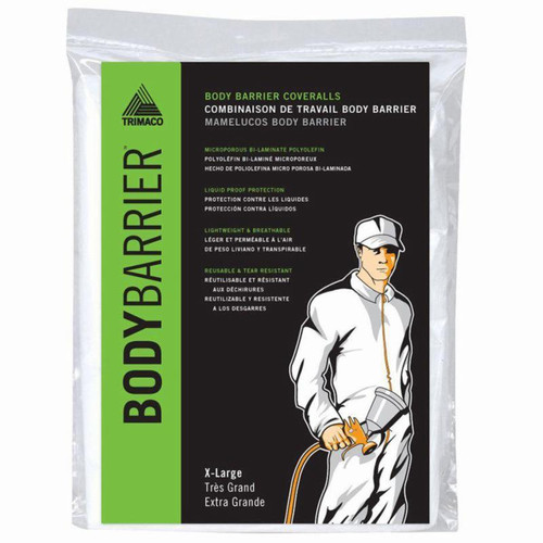 X-Large Trimaco 09955 White BodyBarrier Lightweight Coveralls