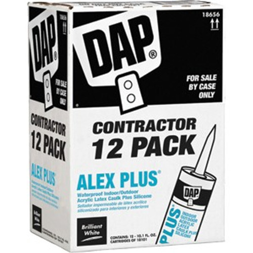 Dap 18656 10.1 oz. White Alex Plus Caulk Contractor 12-Pack (1 = 1 12Pk)