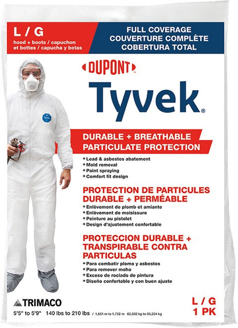 Trimaco 141222/12 Lrg Tyvek Coveralls w/ Hood And Boots
