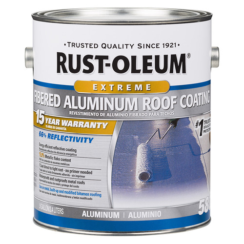 .9 Gallon Rust-Oleum 301905 Bright Aluminum Roofing 580 Extreme Fibered Aluminum Roof Coating