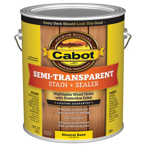 1 Gal Cabot 0306 Neutral Base Semi-Transparent Oil-Based Deck & Siding Stain