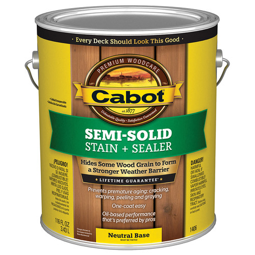 1 Gal Cabot 1406 Neutral Base Semi-Solid Deck & Siding Stain Oil-Based Stain