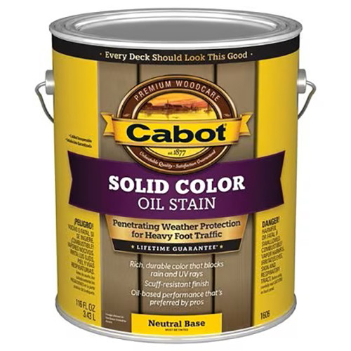 1 Gal Cabot 1606 Neutral Base Solid Color Deck Oil-Based Deck & Siding Stain