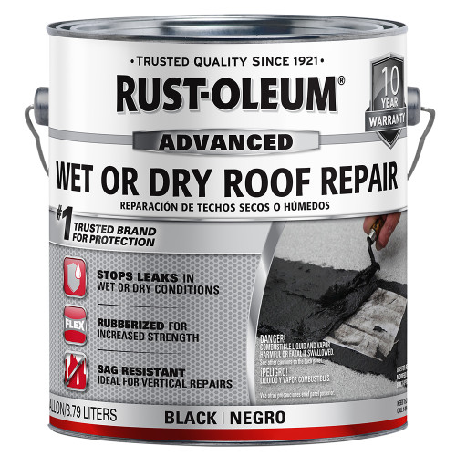 1 Gal Rust-Oleum 347427 Black Roofing Advanced Wet or Dry Roof Repair