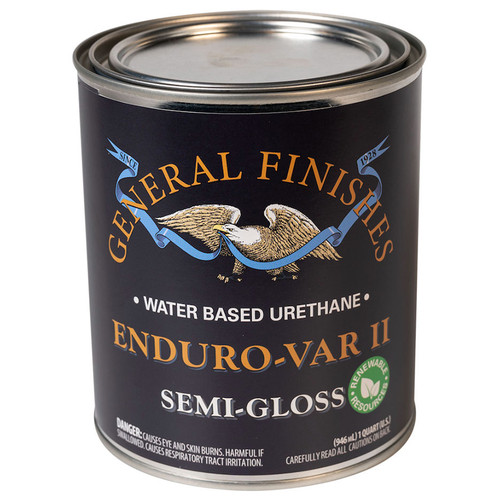 1 Qt General Finishes B090-QT Clear Enduro-Var II Water-Based Urethane Topcoat, Semi-Gloss