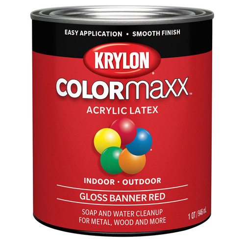 1 Qt Krylon K05616007 Banner Red COLORmaxx Paint & Primer, Gloss