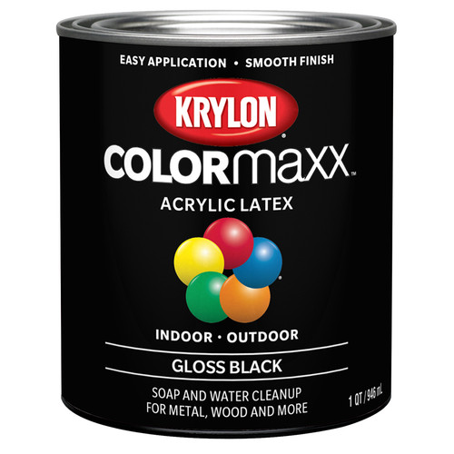 1 Qt Krylon K05617007 Black COLORmaxx Paint & Primer, Gloss