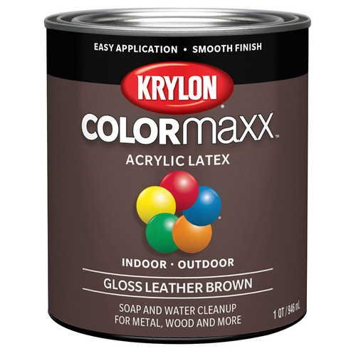 1 Qt Krylon K05622007 Leather Brown COLORmaxx Paint & Primer, Gloss