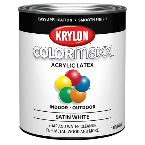 1 Qt Krylon K05628007 White COLORmaxx Paint & Primer, Satin