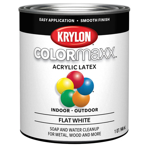 1 Qt Krylon K05631007 White COLORmaxx Paint & Primer, Flat