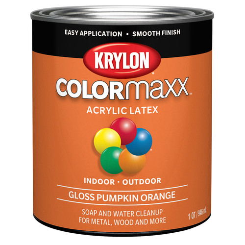1 Qt Krylon K05643007 Pumpkin Orange COLORmaxx Paint & Primer, Gloss