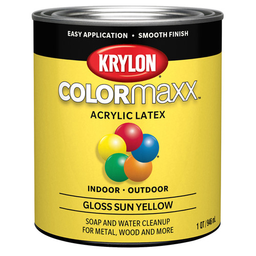 1 Qt Krylon K05645007 Sun Yellow COLORmaxx Paint & Primer, Gloss