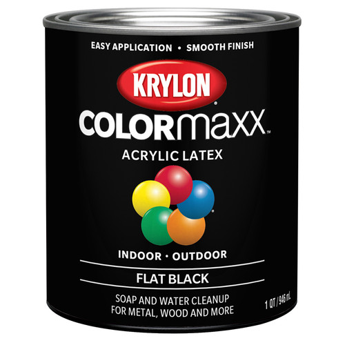 1 Qt Krylon K05647007 Black COLORmaxx Paint & Primer, Flat