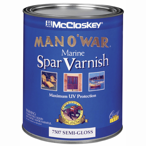 1 Qt McCloskey 7507 Clear Man O'war Marine Spar Varnish, Semi-Gloss