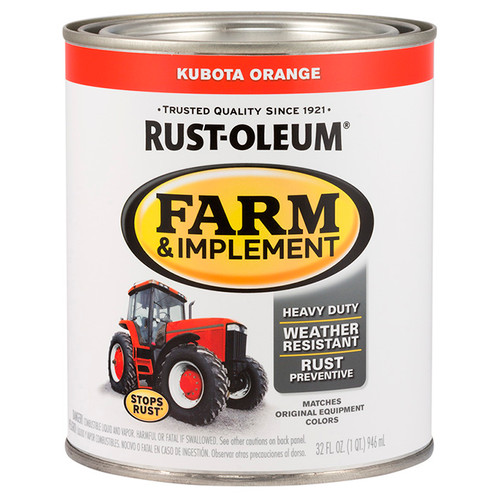 1 Qt Rust-Oleum 280159 Kubota Orange Specialty Farm & Implement Spray Brush on Paint