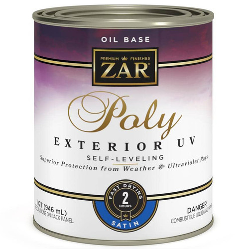 1 Qt UGL 34112 Clear Zar, Poly UV Exterior Oil-Based Ultraviolet Polyurethane Finish, Satin