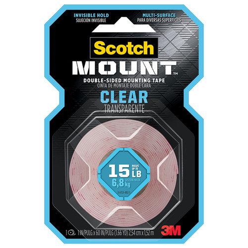 1" x 60" 3M 410H Clear Scotch-Mount Double-Sided Mounting Tape