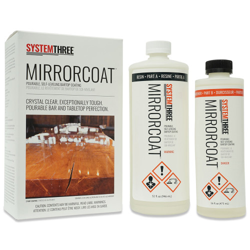 1-1/2 Qt System Three Resins 0500K42 MirrorCoat Two-Part Self-leveling High-Gloss Protective Coating