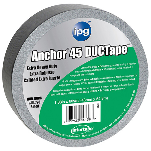 1.88" x 60 Yds Intertape 4138 Silver AC 45 Extra Heavy Duty 12-Mil Duct Tape